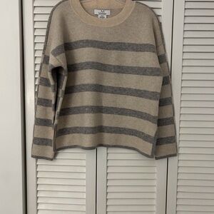 Maraschino Striped Beige and Gray Cashmere Sweater